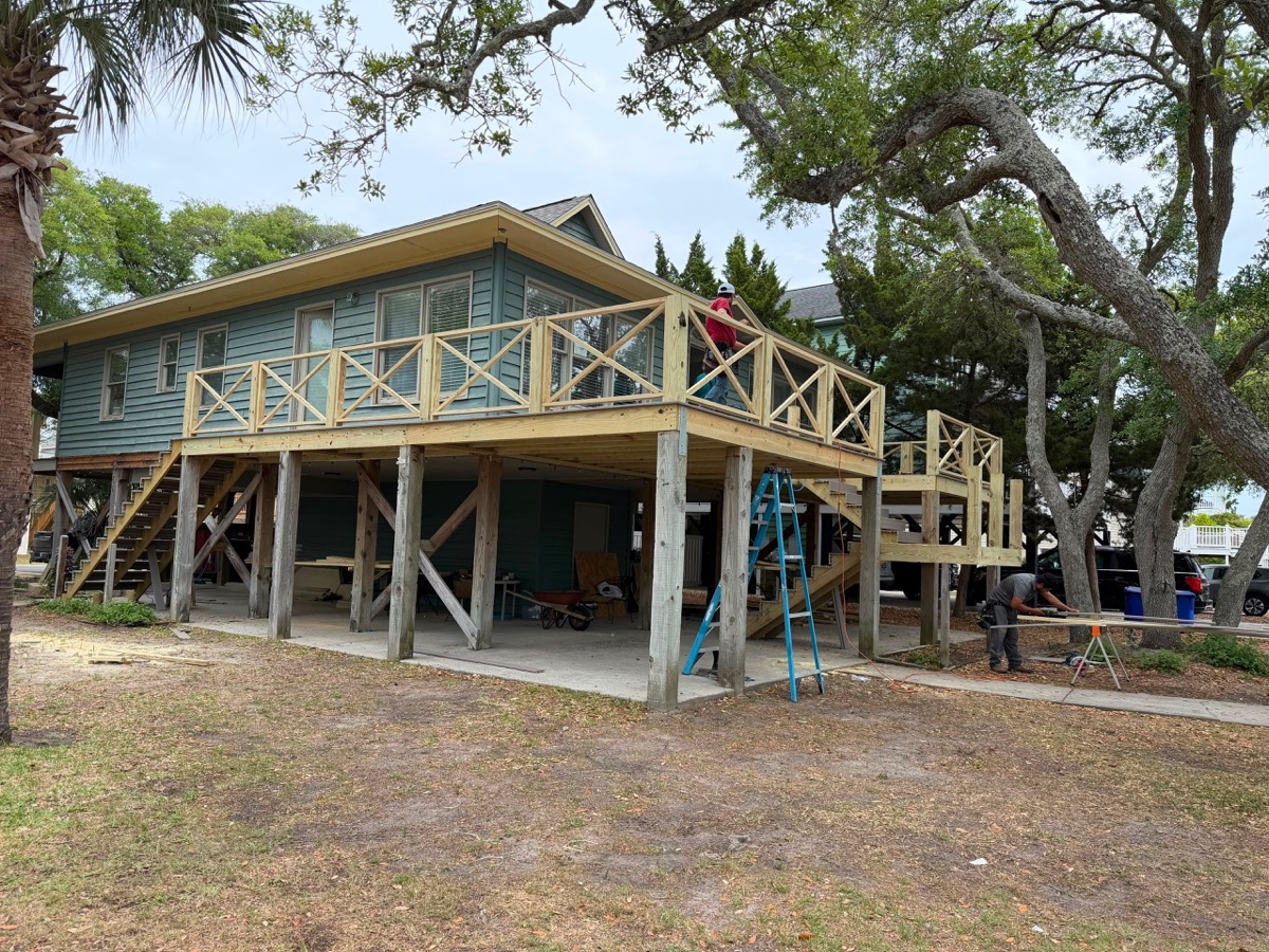 Deck and railing in progress by JMO Construction LLC